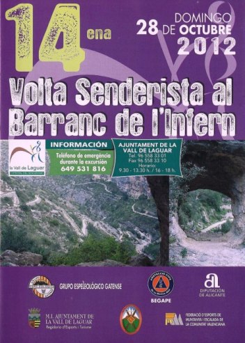 EL G.E.G TORNA A COL·LABORAR EN L'ORGANITZACIÓ DE LA 14ena VOLTA SENDERISTA AL BARRANC DE L'INFERN (Vall de Laguar)
