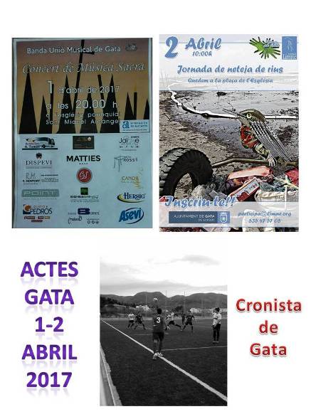 ACTES DEL CAP DE SETMANA A GATA: Neteja del riu, Concert de Música Sacra, futbol cadet i infantil, esports,...