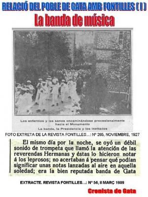 HISTÒRIA LOCAL. RELACIÓ DEL POBLE DE GATA AMB FONTILLES ( I ): LA BANDA DE MÚSICA ANAVA A TOCAR AL SANATORI. 1909 i 1927