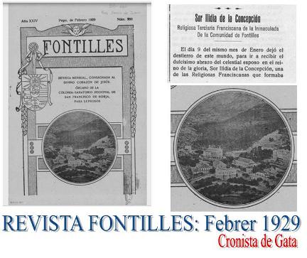 HISTÒRIA LOCAL. RELACIÓ DEL POBLE DE GATA AMB FONTILLES ( II ). Mort de l'exemplar monja Franciscana Sor Ilidia de la Concepción, Gata 1878-Fontilles 1929