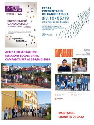 ELECCIONS 2019, LOCALS GATA, 26M: ACTES DE LA CAMPANYA, PRIMER CAP DE SETMANA