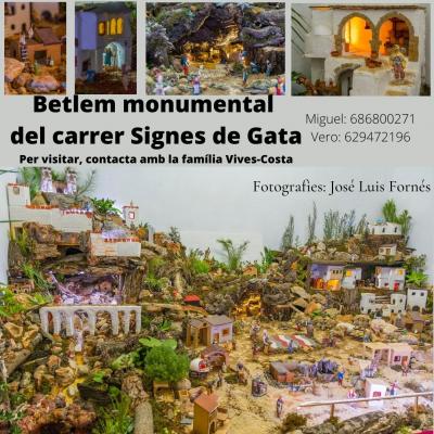 TEMPS DE BETLEMS, ARBRES,...: BETLEM MONUMENTAL FAMÍLIA VIVES-COSTA, C/Signes, Gata. Amb quatre recreacions locals
