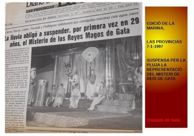 MISTERI DE REIS DE GATA, 1997 i 2021 SENSE L'ESPECTACLE. IMPEDIMENTS: LA PLUJA I EL COVID19