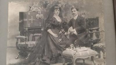 FOTOGRAFIES ANTIGUES...I DABANS (Gata en el record) -1.878- Una boda dinicis del segle XX, Enedina Calatayud i Matías Monfort