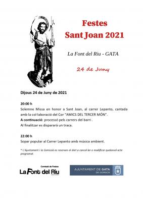DEMÀ 24, FESTA DE SANT JOAN ADAPTADA AL COVID19: BARRI DE LA FONT DEL RIU DE GATA