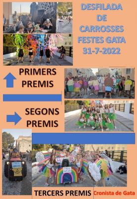 FESTES  GATA 2022, 4rt DIA: MOLT D'AMBIENT, COLORIT I DIVERSIÓ A LA DESFILADA DE CARROSSES