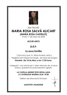 ENS HA DEIXAT MARÍA ROSA SALVÁ (María Rosa Castelló), UNA DONA MOLT FAMILIAR. D.E.P.